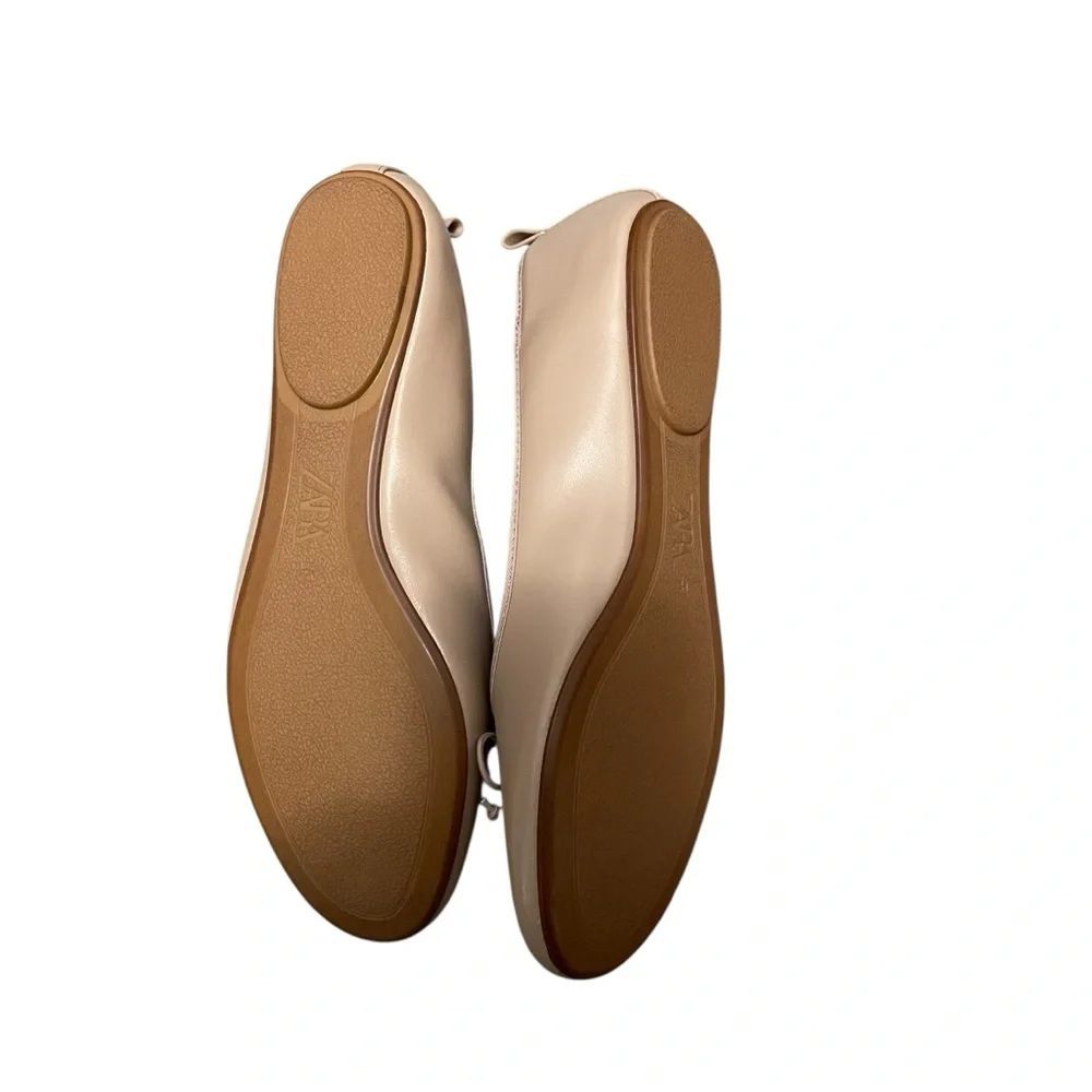 Zara Pink Leather Ballet Flats Size 38 or US 7.5 NEW - Picture 5 of 6